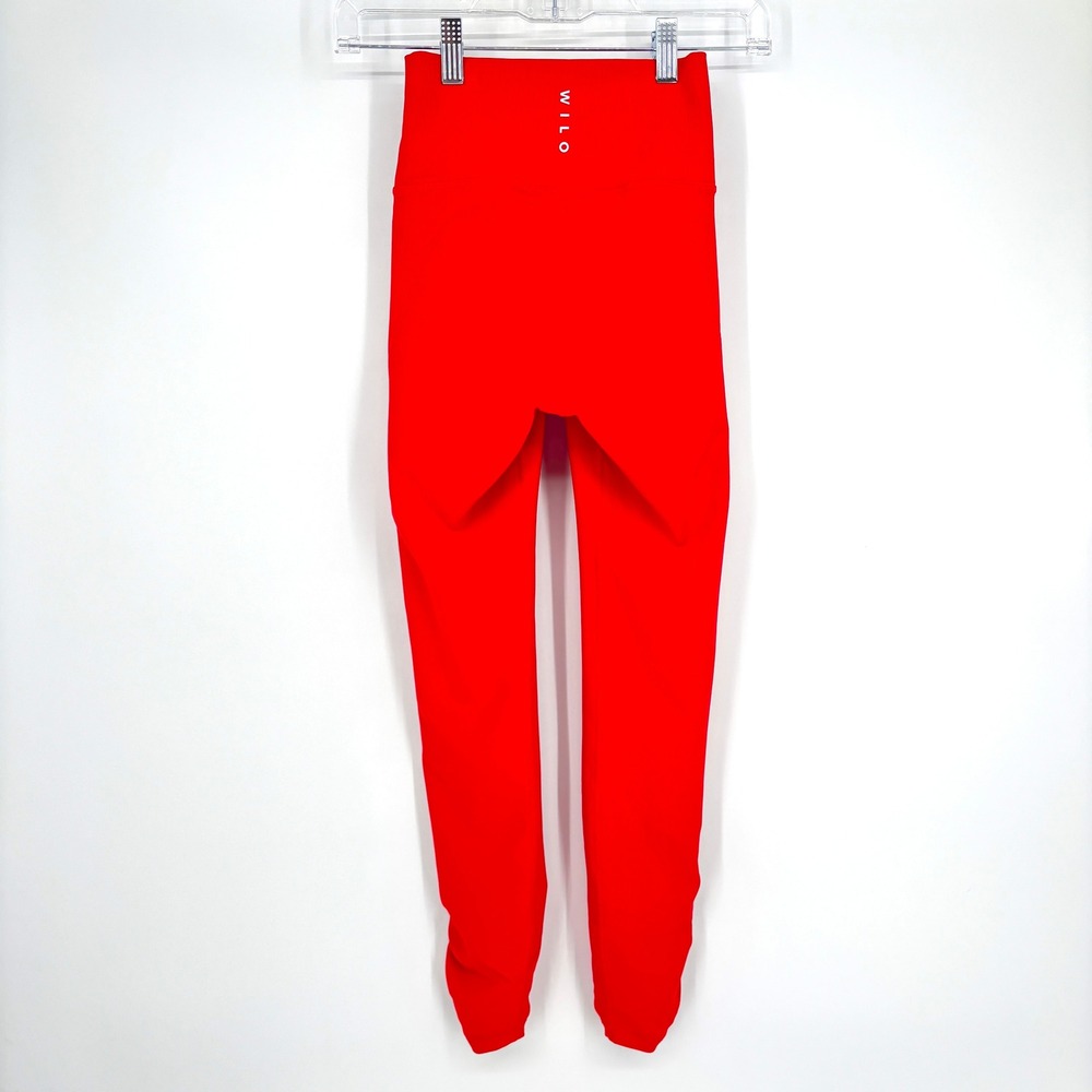 Wilo The‎ Label Red Ribbed Mid Rise Ruched Ankle Pull On Stretch Leggings XS - Picture 5 of 12